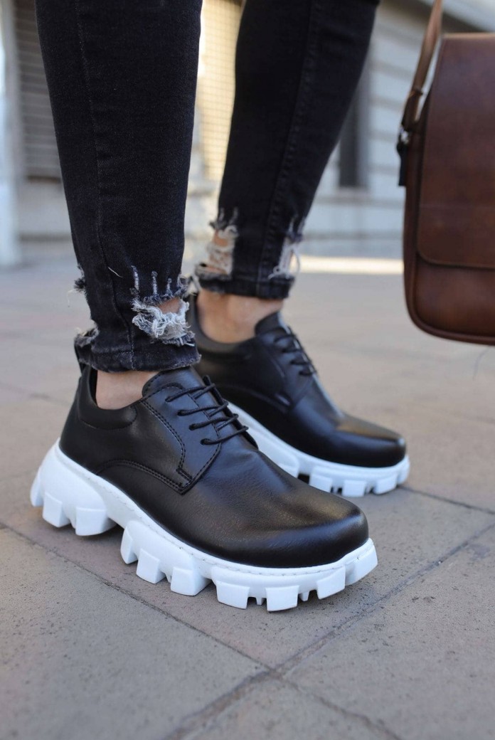 CH093 Castle Erkek Günlük Bağcıklı Cilt Klasik Ayakkabı CBT - Siyah