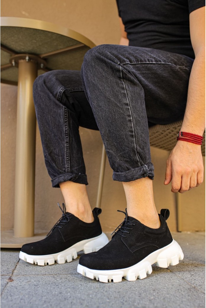 CH093 Castle Erkek Günlük Bağcıklı Süet Klasik Ayakkabı SBT - Siyah