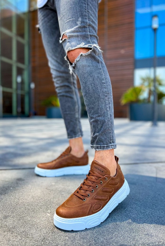 CH105 Cronus Erkek Günlük Bağcıklı Cilt Spor Sneaker Ayakkabı CBT - Taba
