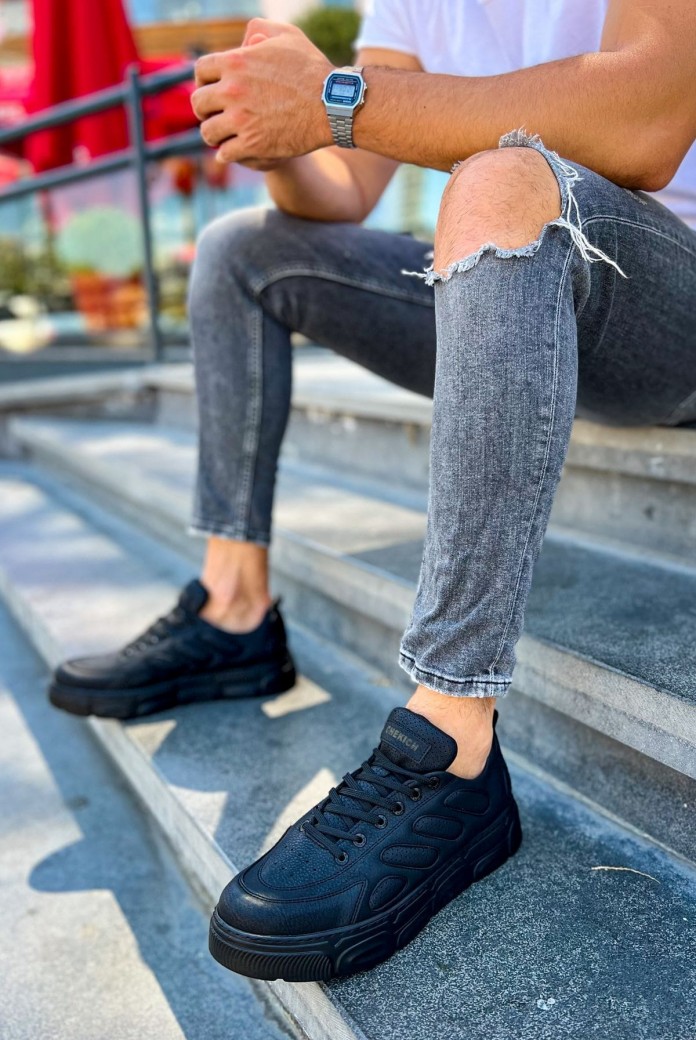 CH105 Cronus Erkek Günlük Bağcıklı Cilt Spor Sneaker Ayakkabı CST - Siyah CH105 Cronus Erkek Günlük Bağcıklı Cilt Spor Sneaker Ayakkabı CST - Siyah