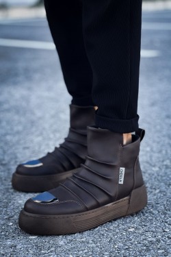 CH113 Swat Erkek Spor Günlük Fermuarlı Cilt Bot CKT - Kahverengi