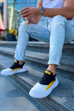 CH115 Literide Erkek Günlük Bağcıklı Cilt Spor Sneaker Ayakkabı CBT - Beyaz/Sarı/Siyah CH115 Literide Erkek Günlük Bağcıklı Cilt Spor Sneaker Ayakkabı CBT - Beyaz/Sarı/Siyah