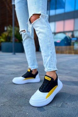 CH115 Literide Erkek Günlük Bağcıklı Cilt Spor Sneaker Ayakkabı CBT - Beyaz/Sarı/Siyah CH115 Literide Erkek Günlük Bağcıklı Cilt Spor Sneaker Ayakkabı CBT - Beyaz/Sarı/Siyah