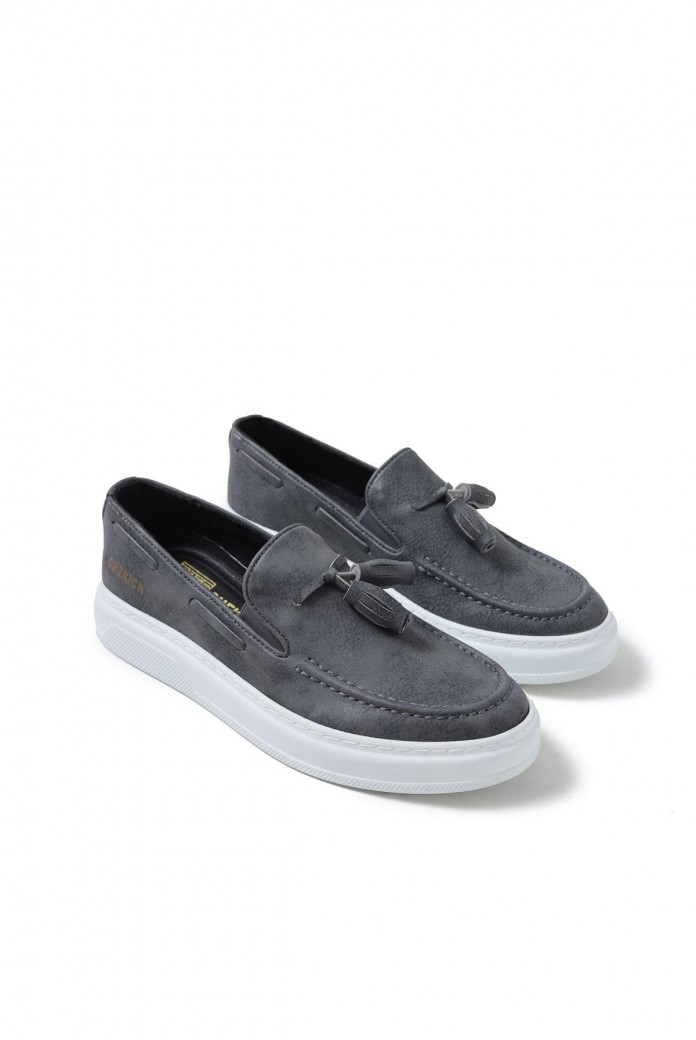 CH127 Loafer-X Erkek Günlük Bağcıksız Corcik Cilt Klasik Ayakkabı CBT - Antrasit