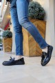 CH127 Loafer-X Erkek Günlük Bağcıksız Corcik Rugan Klasik Ayakkabı RST - Siyah