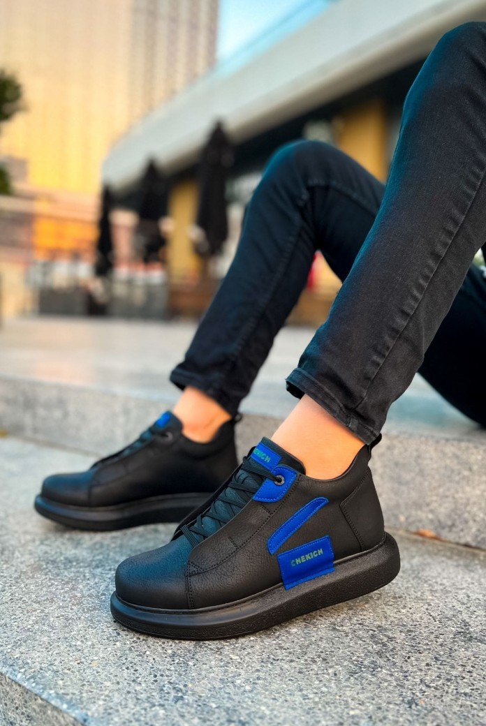 CH131 Frogner Erkek Spor Günlük Bağcıklı Cilt Bot CST - Siyah/Mavi