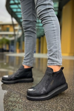 CH133 Coccodrillo Erkek Spor Günlük Fermuarlı Cilt Bot CST - Siyah