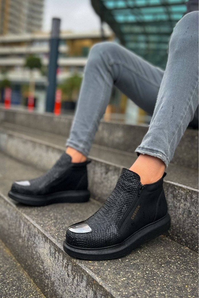 CH133 Coccodrillo Erkek Spor Günlük Fermuarlı Cilt Bot CST - Siyah