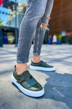 CH137 Parachute Erkek Günlük Bağcıksız Cırtlı Paraşüt Kumaş Spor Sneaker Ayakkabı PKBT - Haki