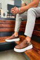 CH145 Sauerbergg Erkek Günlük Bağcıklı Cilt Spor Sneaker Ayakkabı CBT - Taba