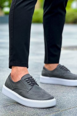 CH149 Changer Over Erkek Günlük Bağcıklı Cilt Klasik Ayakkabı CBT - Antrasit