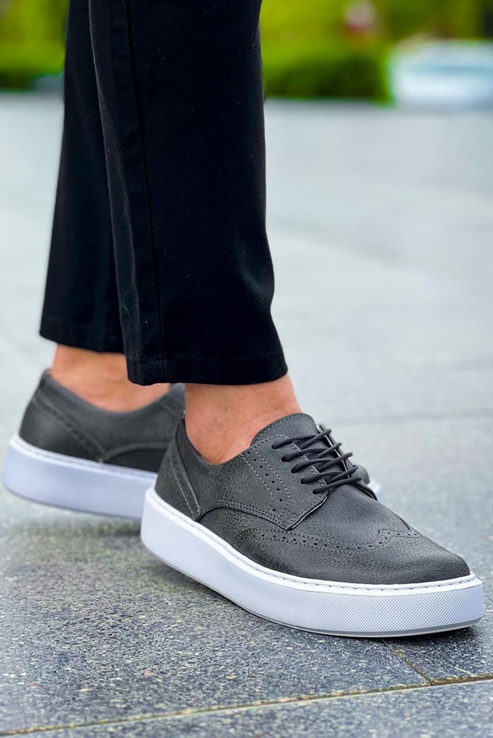 CH149 Changer Over Erkek Günlük Bağcıklı Cilt Klasik Ayakkabı CBT - Antrasit