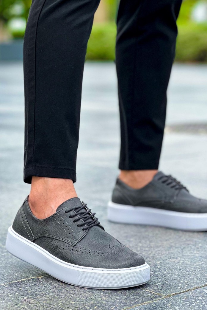 CH149 Changer Over Erkek Günlük Bağcıklı Cilt Klasik Ayakkabı CBT - Antrasit