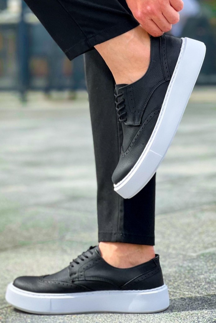 CH149 Changer Over Erkek Günlük Bağcıklı Cilt Klasik Ayakkabı CBT - Siyah