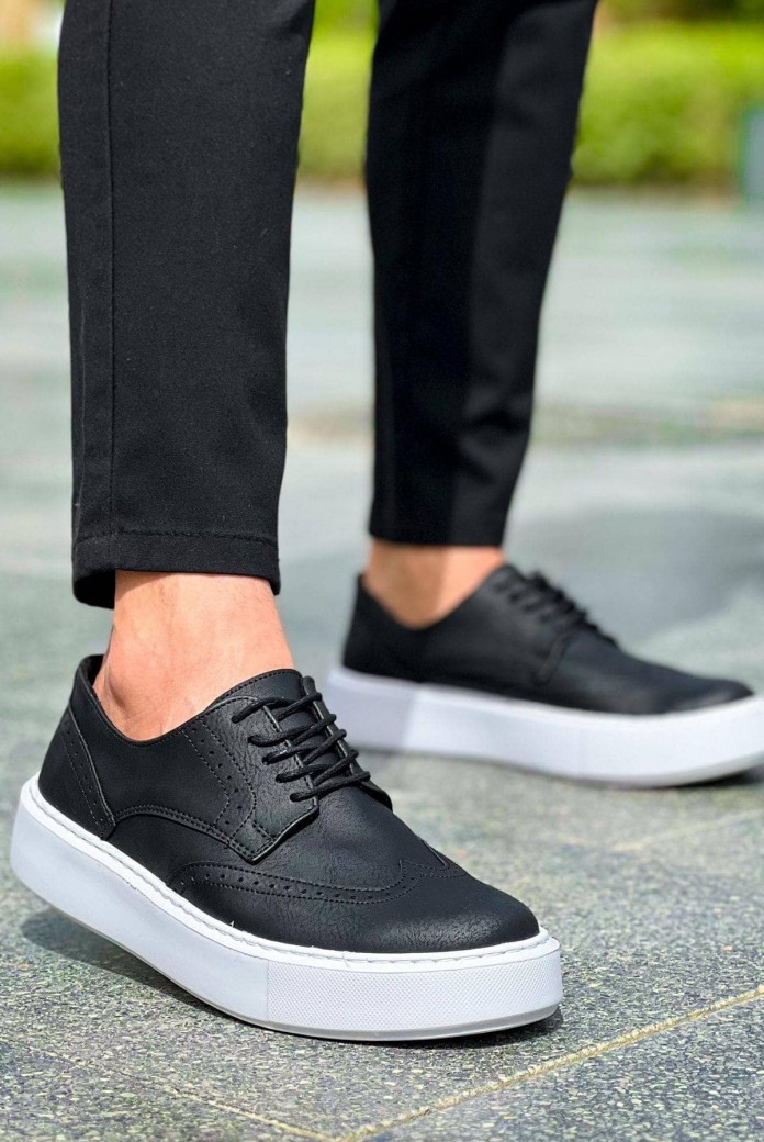 CH149 Changer Over Erkek Günlük Bağcıklı Cilt Klasik Ayakkabı CBT - Siyah