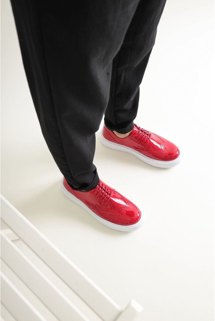 CH149 Changer Over Erkek Günlük Bağcıklı Rugan Klasik Ayakkabı RBT - Kırmızı