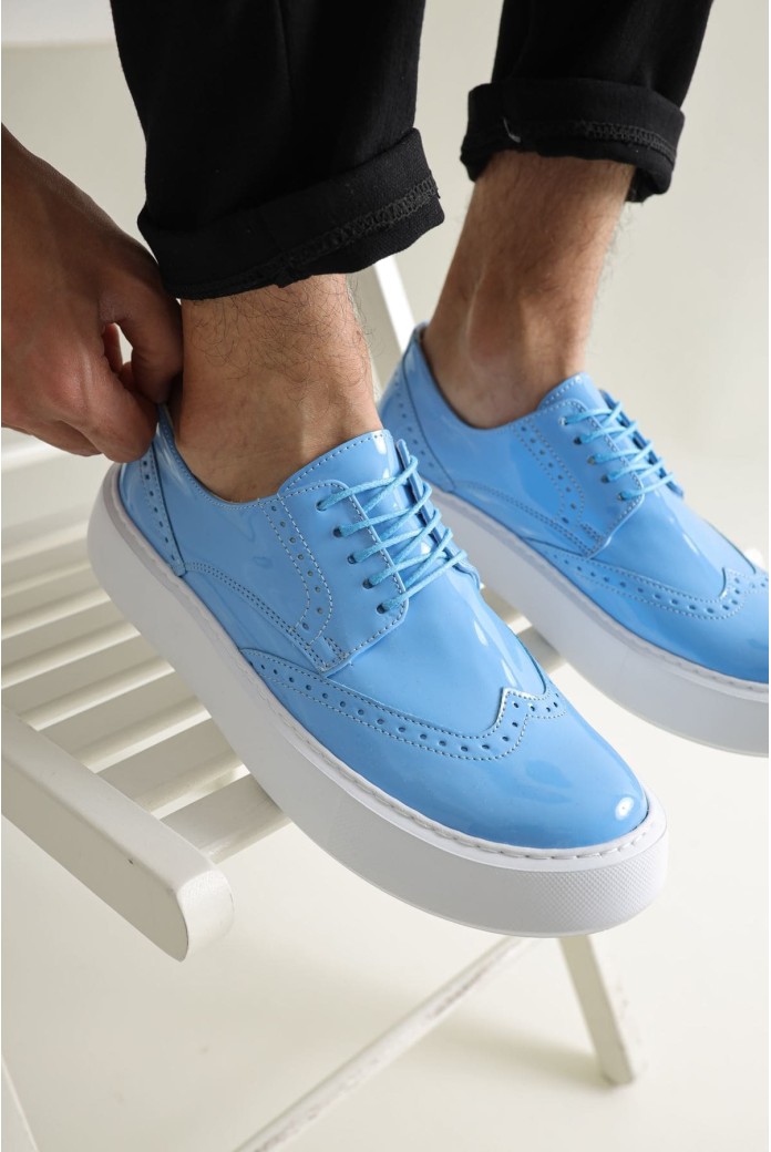 CH149 Changer Over Erkek Günlük Bağcıklı Rugan Klasik Ayakkabı RBT - Mavi