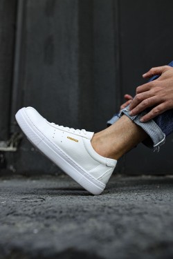 CH163 Optimum Erkek Günlük Bağcıklı Cilt Spor Sneaker Ayakkabı CBT - Beyaz
