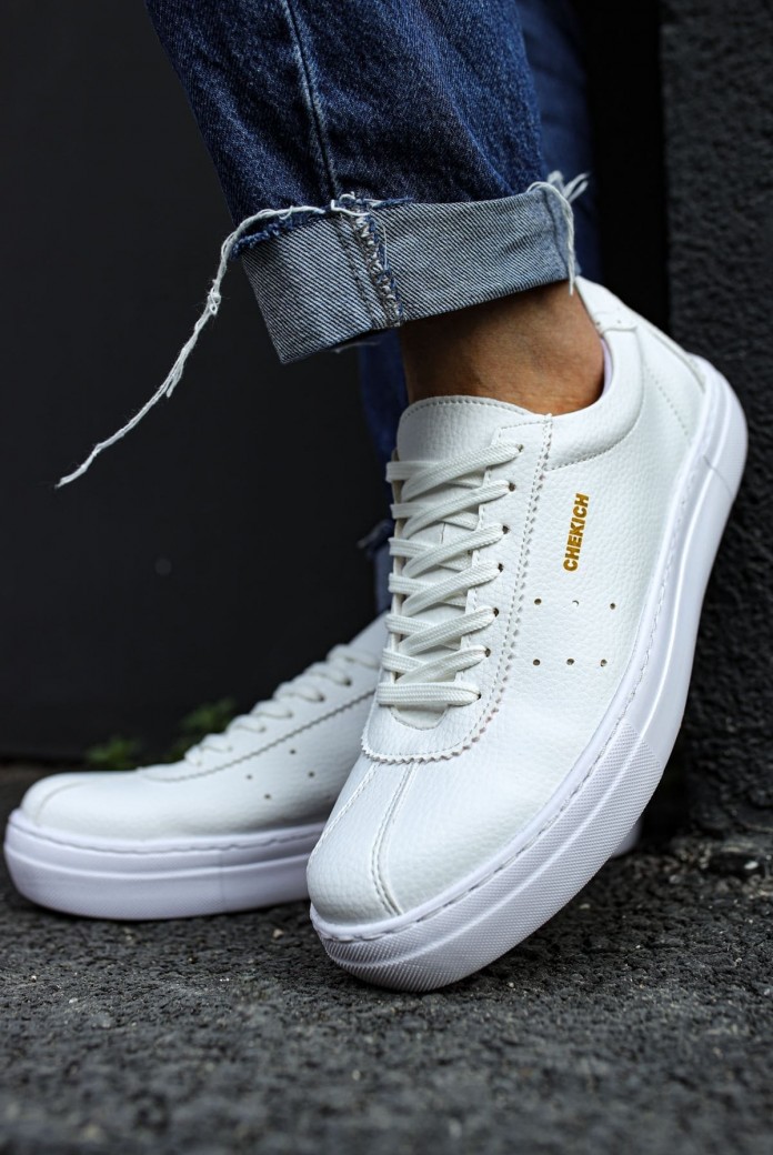 CH163 Optimum Erkek Günlük Bağcıklı Cilt Spor Sneaker Ayakkabı CBT - Beyaz