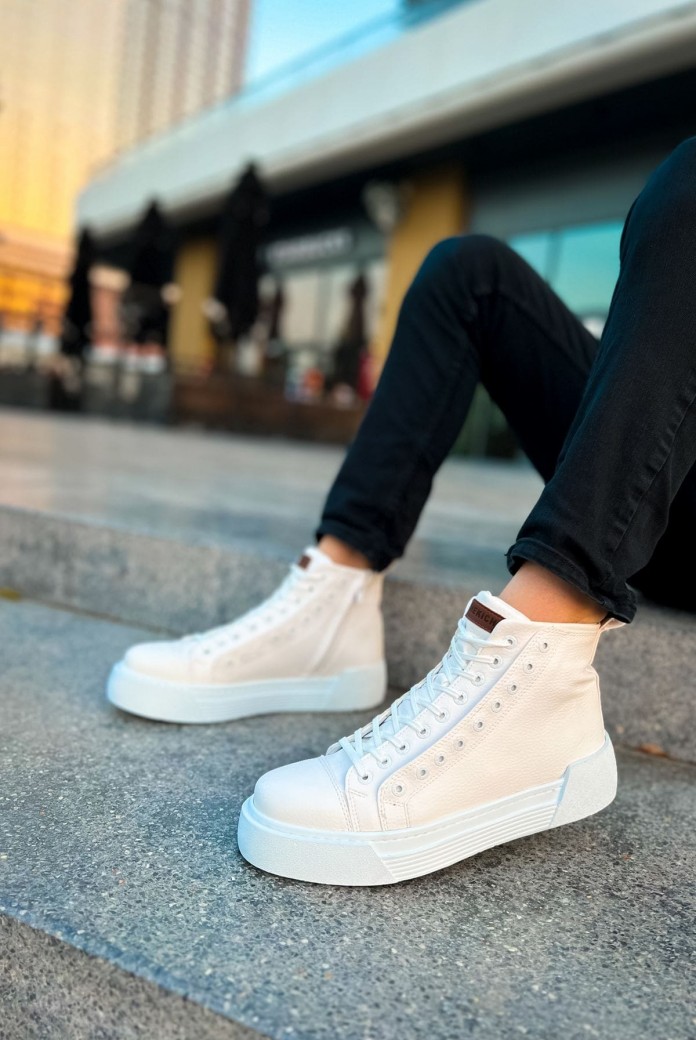 CH167 Blazer Erkek Spor Günlük Bağcıklı ve Fermuarlı Cilt Bot CBT - Beyaz