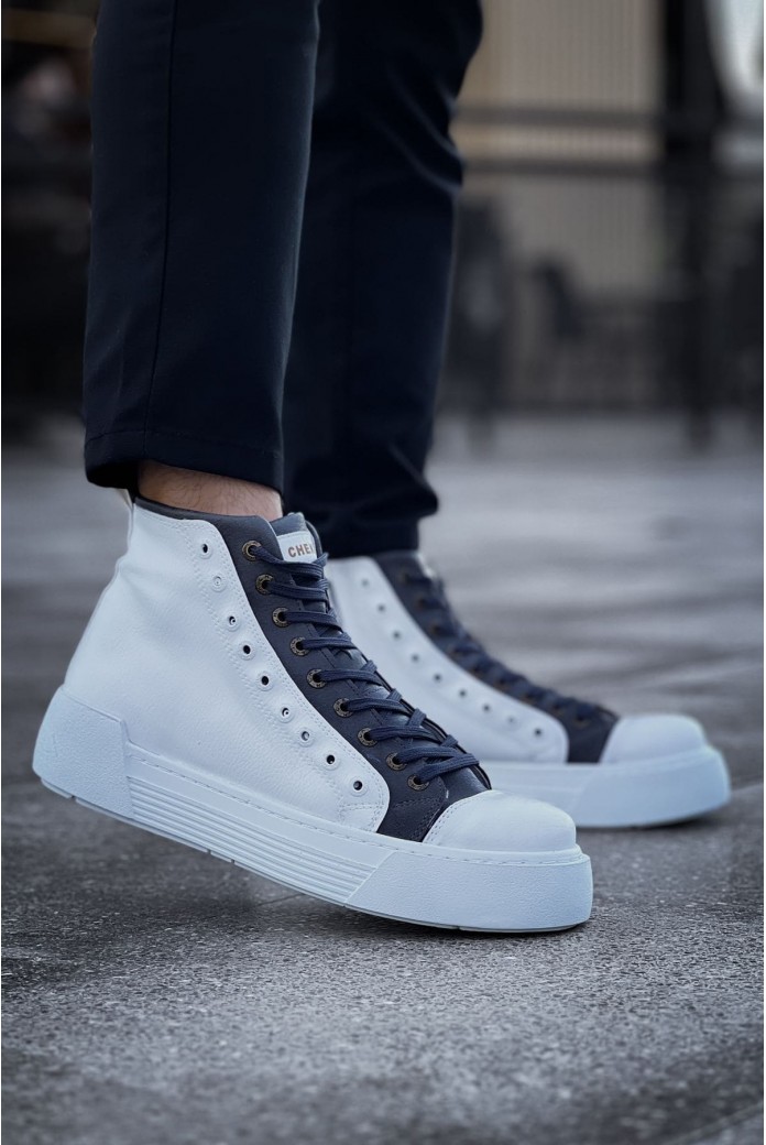 CH167 Blazer Erkek Spor Günlük Bağcıklı ve Fermuarlı Cilt Bot CBT - Beyaz/Antrasit