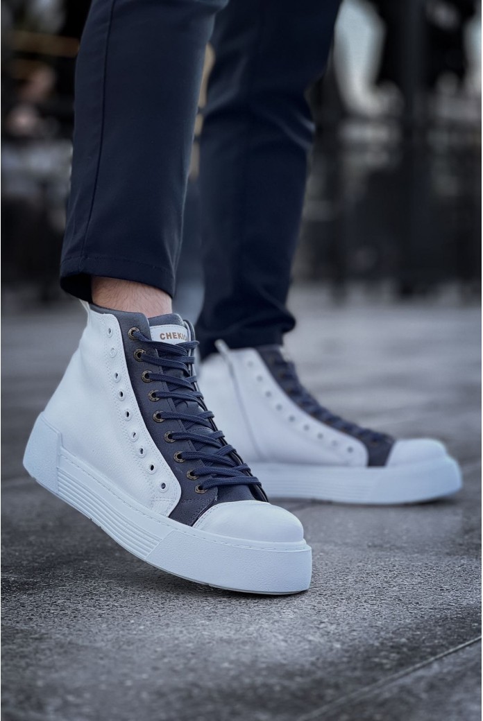 CH167 Blazer Erkek Spor Günlük Bağcıklı ve Fermuarlı Cilt Bot CBT - Beyaz/Antrasit