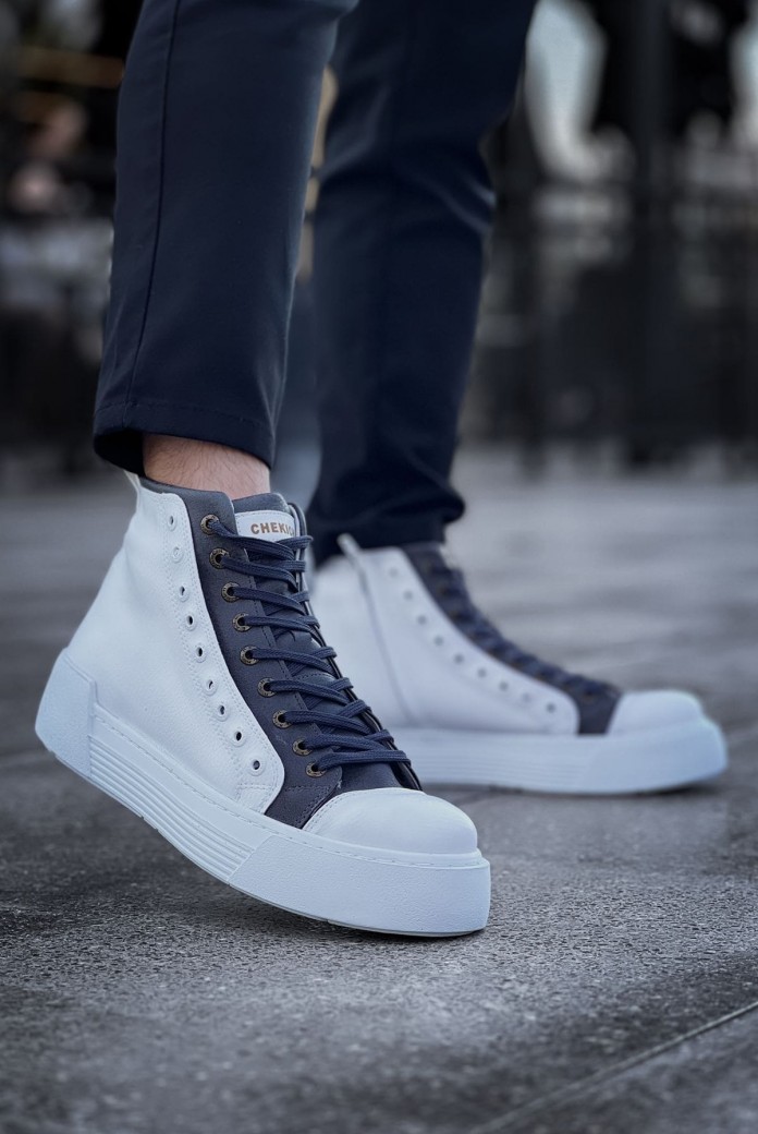 CH167 Blazer Erkek Spor Günlük Bağcıklı ve Fermuarlı Cilt Bot CBT - Beyaz/Antrasit