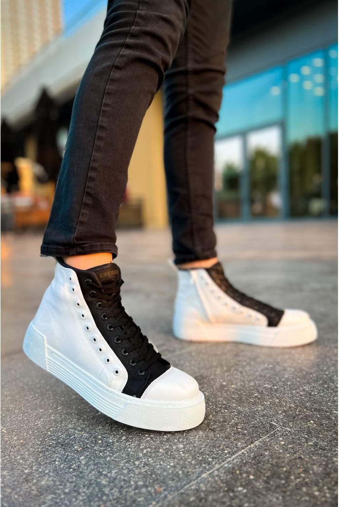 CH167 Blazer Erkek Spor Günlük Bağcıklı ve Fermuarlı Cilt Bot CBT - Beyaz/Siyah CH167 Blazer Erkek Spor Günlük Bağcıklı ve Fermuarlı Cilt Bot CBT - Beyaz/Siyah
