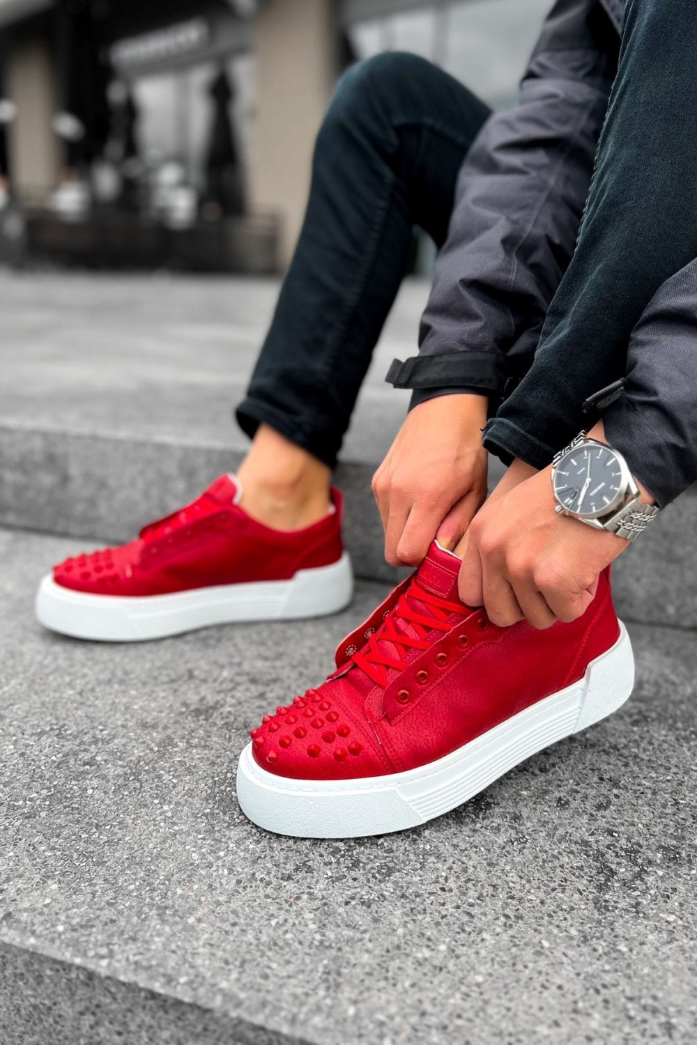 CH169 Thorn Erkek Günlük Bağcıklı Cilt Spor Sneaker Ayakkabı CBT - Kırmızı CH169 Thorn Erkek Günlük Bağcıklı Cilt Spor Sneaker Ayakkabı CBT - Kırmızı