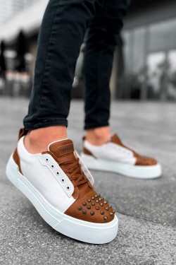 CH169 Thorn Erkek Günlük Bağcıklı Cilt Spor Sneaker Ayakkabı CBT - Taba/Beyaz CH169 Thorn Erkek Günlük Bağcıklı Cilt Spor Sneaker Ayakkabı CBT - Taba/Beyaz