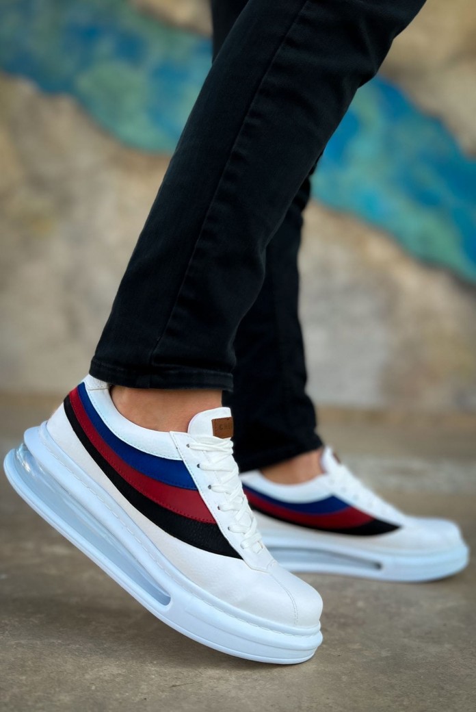 CH171 Ariaso Erkek Günlük Bağcıklı Cilt Spor Sneaker Ayakkabı CBT - Beyaz