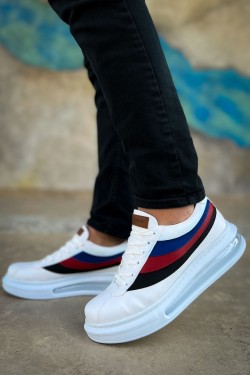 CH171 Ariaso Erkek Günlük Bağcıklı Cilt Spor Sneaker Ayakkabı CBT - Beyaz