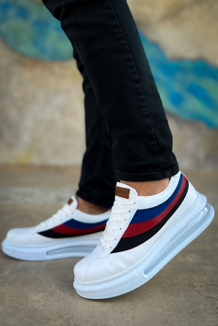 CH171 Ariaso Erkek Günlük Bağcıklı Cilt Spor Sneaker Ayakkabı CBT - Beyaz