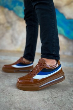 CH171 Ariaso Erkek Günlük Bağcıklı Rugan Spor Sneaker Ayakkabı RTT - Taba