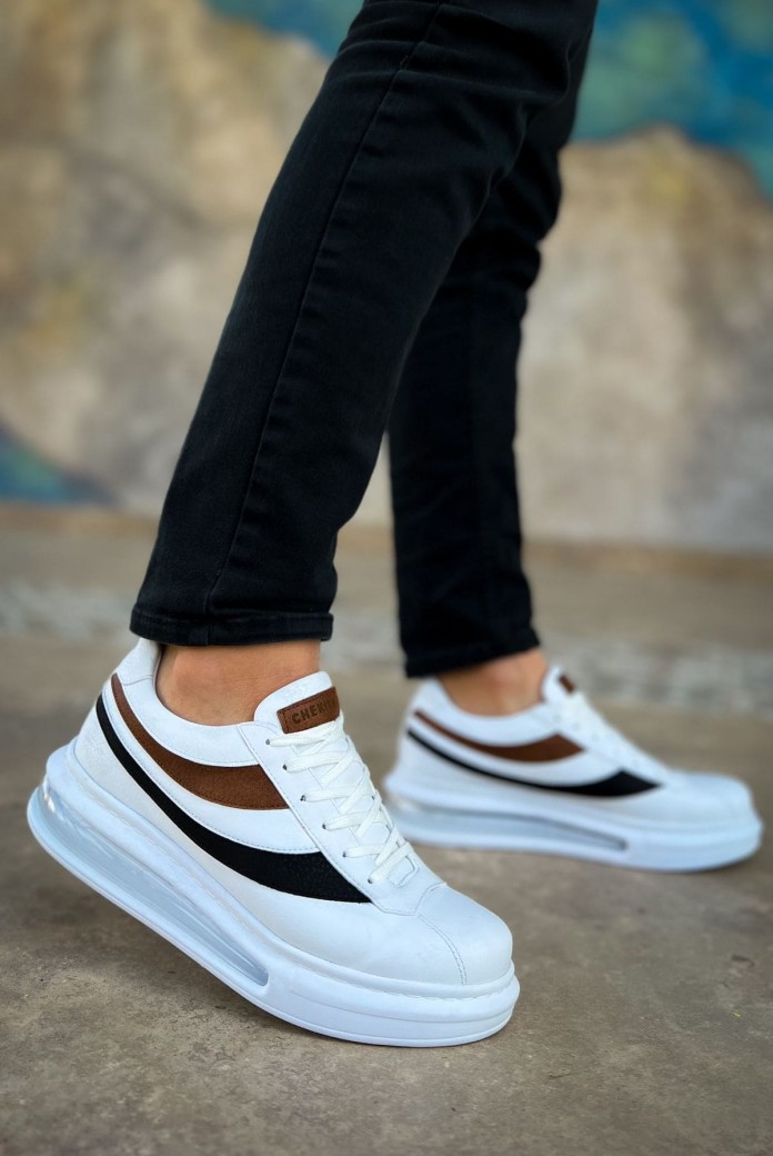CH172 Ariasa Erkek Günlük Bağcıklı Cilt Spor Sneaker Ayakkabı CBT - Beyaz
