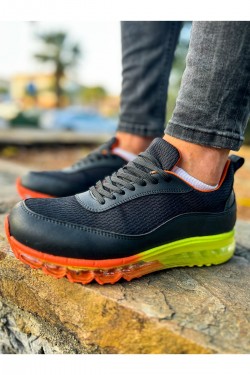 CH181 İpekyol Erkek Günlük Bağcıklı Cilt Triko Spor Sneaker Ayakkabı CTRT - Siyah/Turuncu CH181 İpekyol Erkek Günlük Bağcıklı Cilt Triko Spor Sneaker Ayakkabı CTRT - Siyah/Turuncu