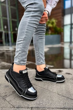 CH183 Jet Setter Mirror Erkek Günlük Bağcıklı Cilt Spor Sneaker Ayakkabı CST - Siyah/Silver CH183 Jet Setter Mirror Erkek Günlük Bağcıklı Cilt Spor Sneaker Ayakkabı CST - Siyah/Silver