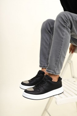CH185 Force Mirror Erkek Günlük Bağcıklı Cilt Spor Sneaker Ayakkabı CBT - Siyah CH185 Force Mirror Erkek Günlük Bağcıklı Cilt Spor Sneaker Ayakkabı CBT - Siyah