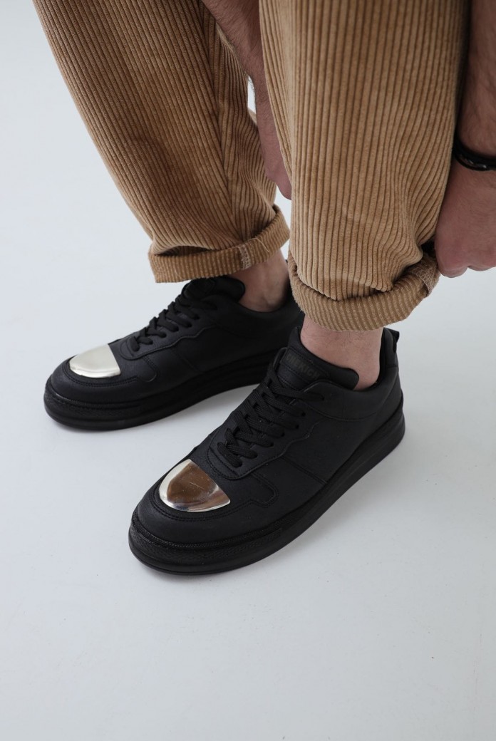 CH185 Force Mirror Erkek Günlük Bağcıklı Cilt Spor Sneaker Ayakkabı CST - Siyah