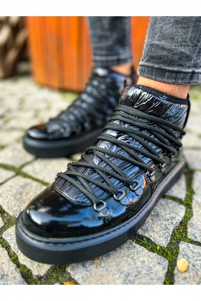 CH189 Charisma Erkek Günlük Bağcıklı Rugan Paraşüt Kumaş Spor Sneaker Ayakkabı RPKST - Siyah