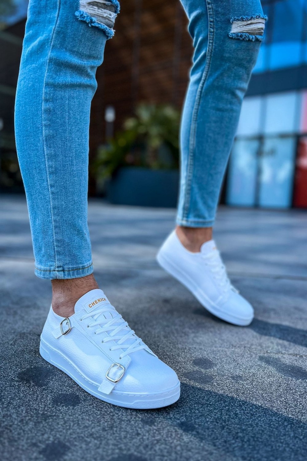 CH191 Side Buckle Erkek Günlük Bağcıklı Cilt Spor Sneaker Ayakkabı CBT - Beyaz CH191 Side Buckle Erkek Günlük Bağcıklı Cilt Spor Sneaker Ayakkabı CBT - Beyaz