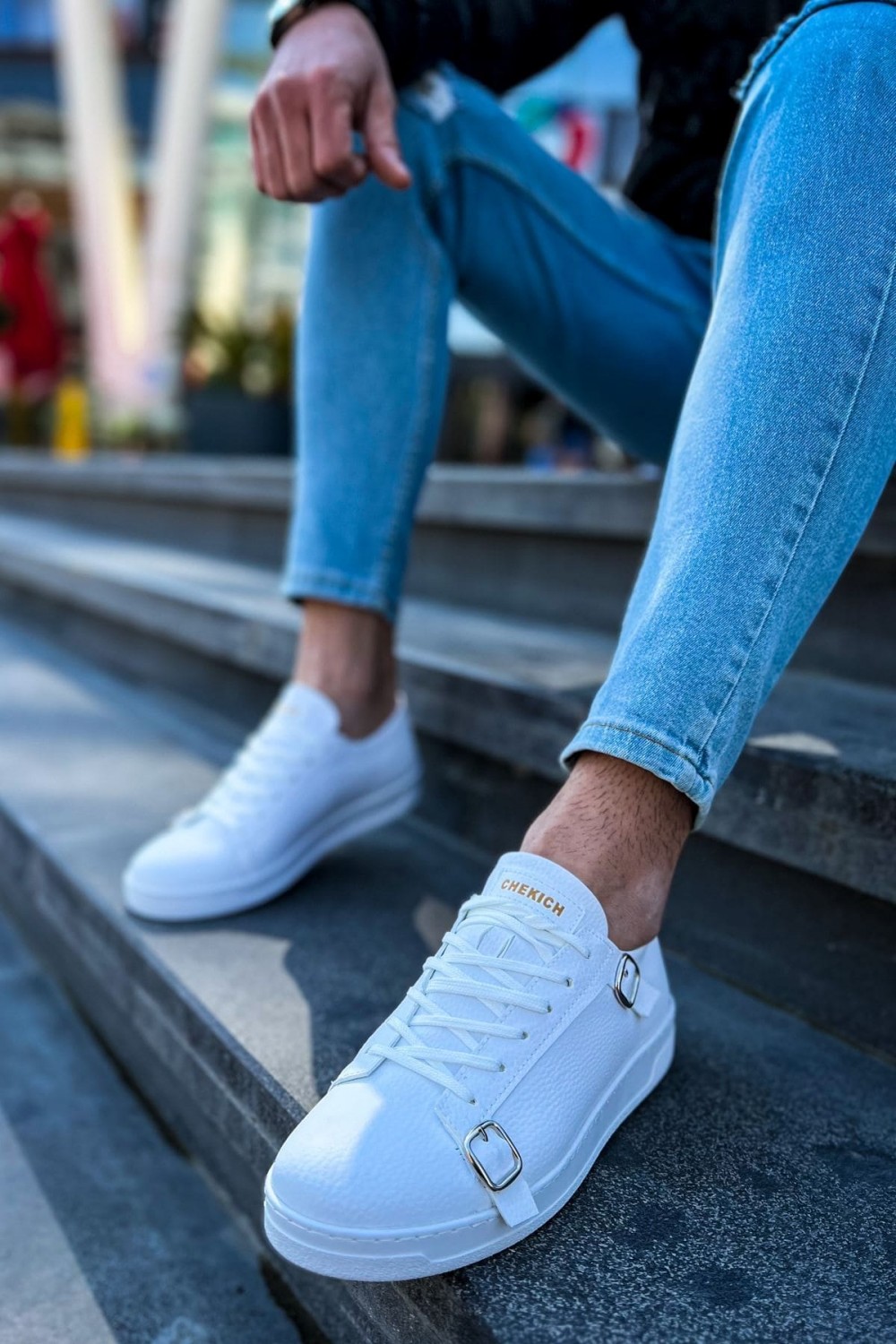 CH191 Side Buckle Erkek Günlük Bağcıklı Cilt Spor Sneaker Ayakkabı CBT - Beyaz CH191 Side Buckle Erkek Günlük Bağcıklı Cilt Spor Sneaker Ayakkabı CBT - Beyaz