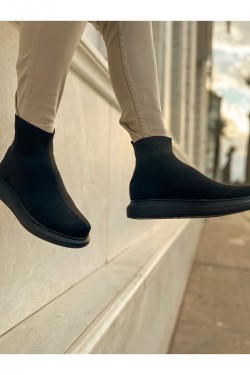 CH207 Maglieria-T Erkek Günlük Bağcıksız Triko Spor Sneaker Ayakkabı TST - Siyah