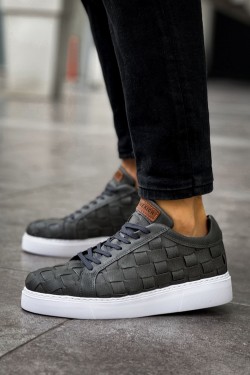 CH209 Vimini Erkek Günlük Bağcıklı Cilt Spor Sneaker Ayakkabı CBT - Antrasit