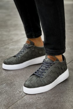 CH209 Vimini Erkek Günlük Bağcıklı Cilt Spor Sneaker Ayakkabı CBT - Antrasit
