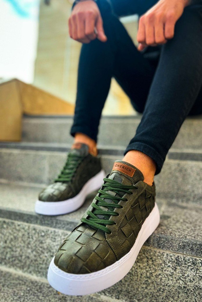 CH209 Vimini Erkek Günlük Bağcıklı Cilt Spor Sneaker Ayakkabı CBT - Haki