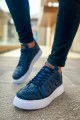 CH209 Vimini Erkek Günlük Bağcıklı Cilt Spor Sneaker Ayakkabı CBT - Lacivert