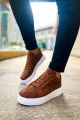 CH209 Vimini Erkek Günlük Bağcıklı Cilt Spor Sneaker Ayakkabı CBT - Taba