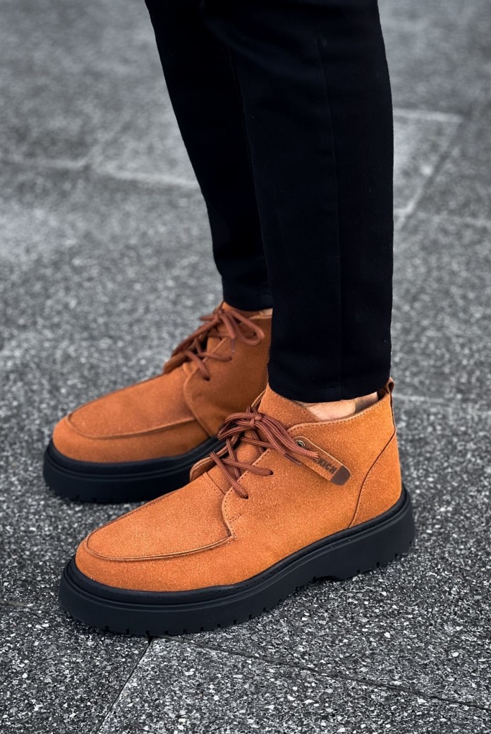 CH213 Bryggen Erkek Spor Günlük Bağcıklı ve Fermuarlı Süet Bot SST - Taba