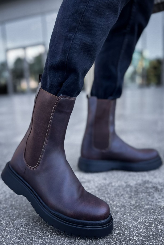 CH223 Alaska Erkek Spor Günlük Bağcıksız Cilt Bot CST - Kahverengi CH223 Alaska Erkek Spor Günlük Bağcıksız Cilt Bot CST - Kahverengi